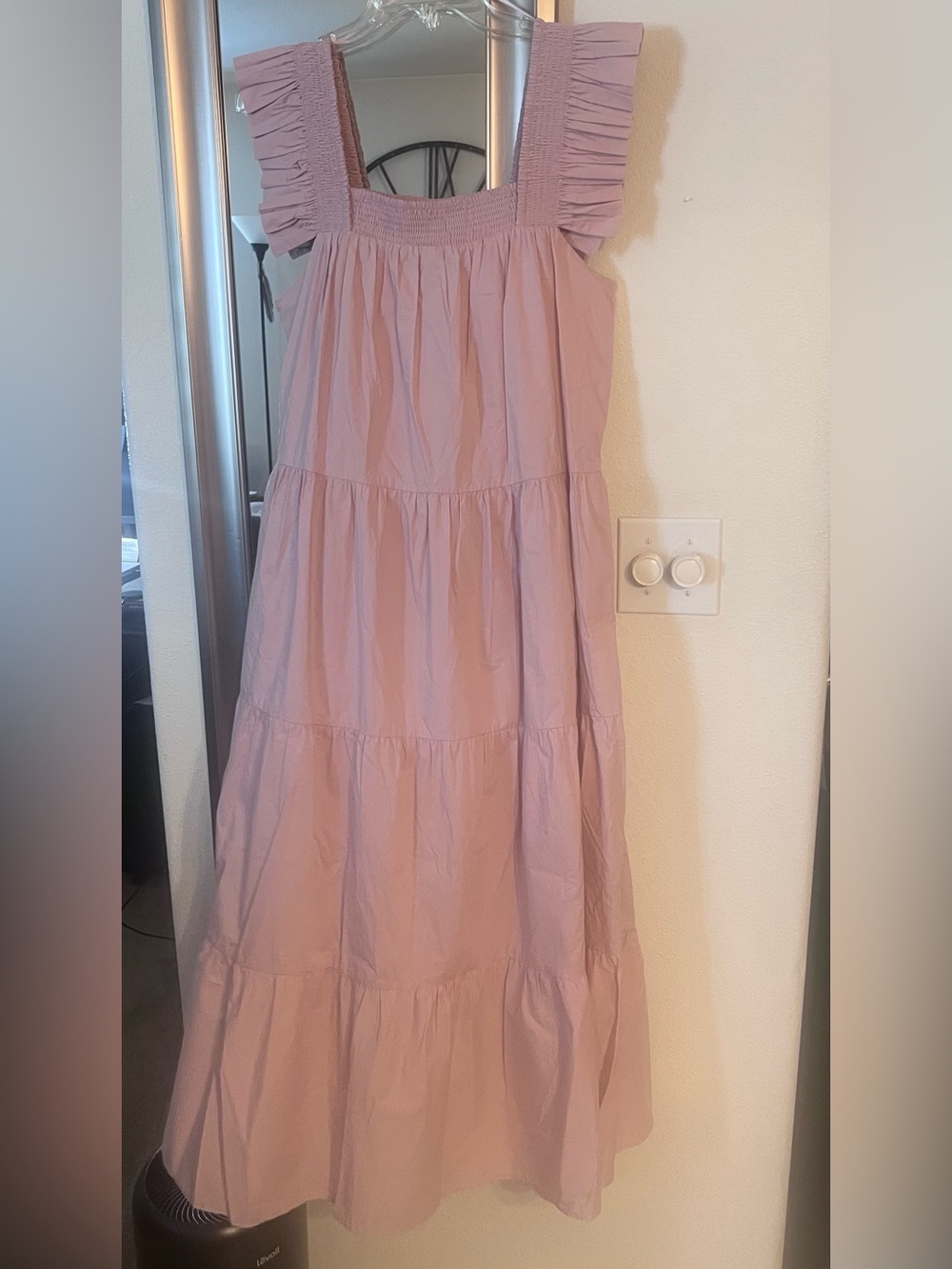 English Factor Size NWOT Women’s 100% Cotton Ruffle Strap Dress - Dusty Rose